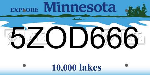 5ZOD666 Minnesota License Plate