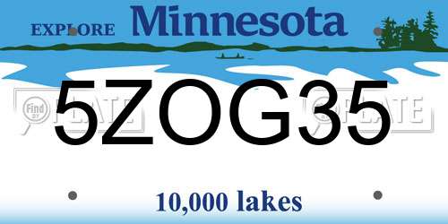 5ZOG35 Minnesota License Plate