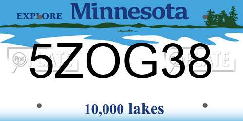5ZOG38 Minnesota License Plate