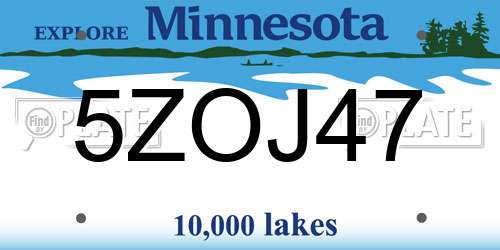 5ZOJ47 Minnesota License Plate