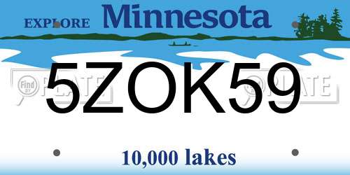 5ZOK59 Minnesota License Plate