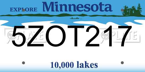 5ZOT217 Minnesota License Plate