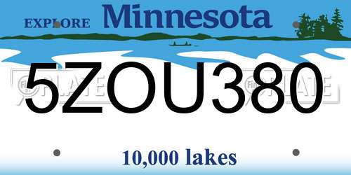 5ZOU380 Minnesota License Plate