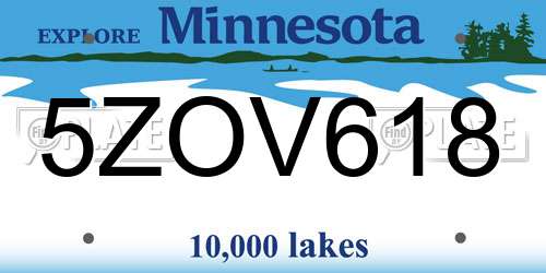 5ZOV618 Minnesota License Plate