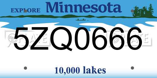 5ZQ0666 Minnesota License Plate