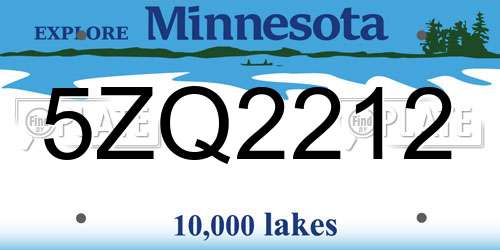 5ZQ2212 Minnesota License Plate