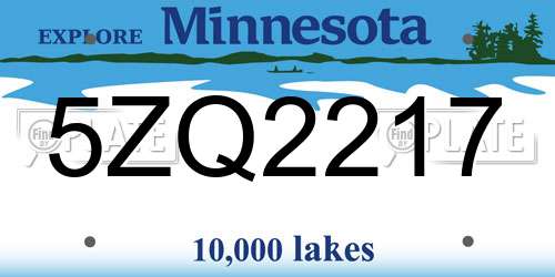 5ZQ2217 Minnesota License Plate