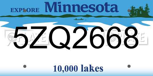 5ZQ2668 Minnesota License Plate