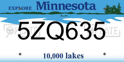5ZQ635 Minnesota License Plate