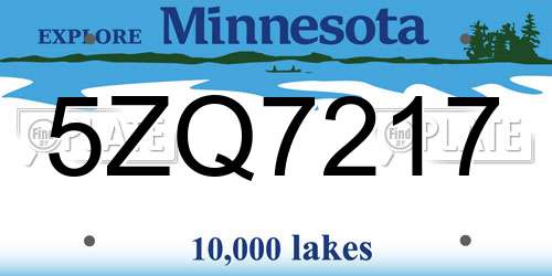 5ZQ7217 Minnesota License Plate