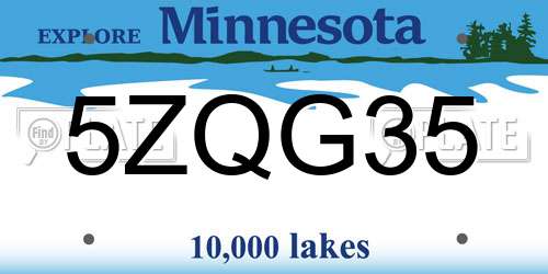 5ZQG35 Minnesota License Plate