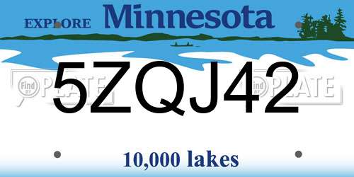 5ZQJ42 Minnesota License Plate