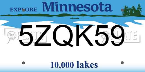 5ZQK59 Minnesota License Plate