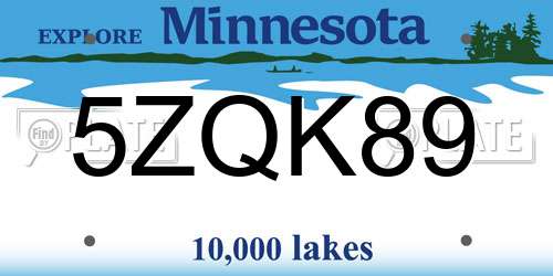 5ZQK89 Minnesota License Plate