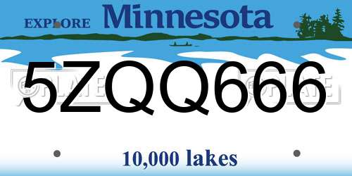5ZQQ666 Minnesota License Plate