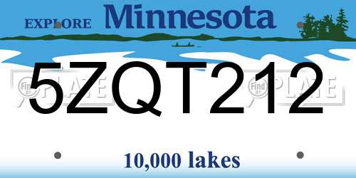 5ZQT212 Minnesota License Plate