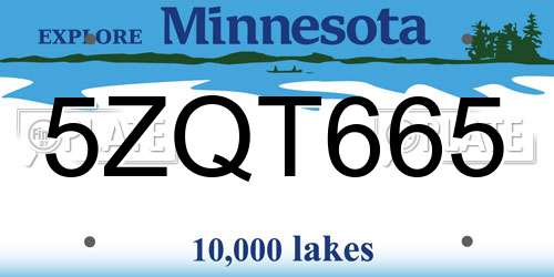 5ZQT665 Minnesota License Plate