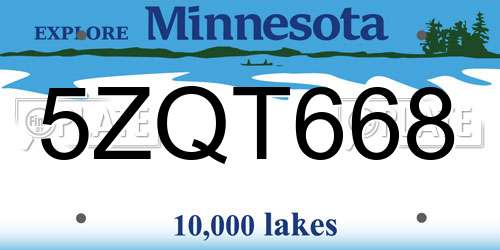 5ZQT668 Minnesota License Plate