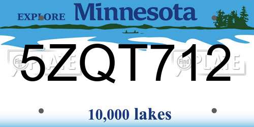 5ZQT712 Minnesota License Plate