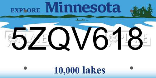 5ZQV618 Minnesota License Plate