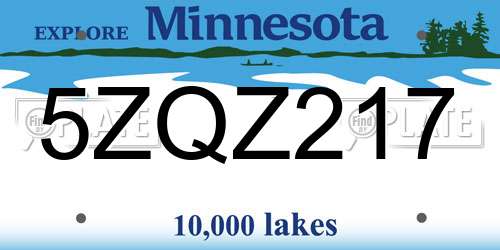 5ZQZ217 Minnesota License Plate