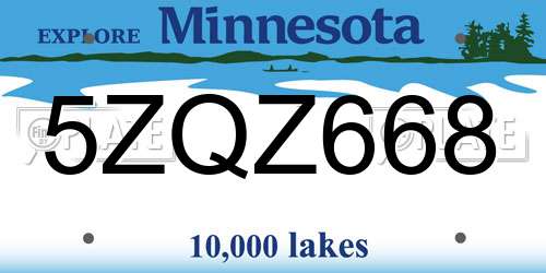 5ZQZ668 Minnesota License Plate