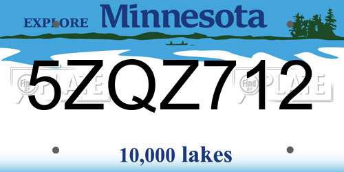 5ZQZ712 Minnesota License Plate