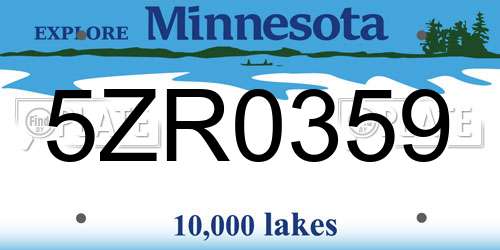 5ZR0359 Minnesota License Plate