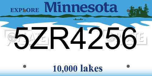 5ZR4256 Minnesota License Plate