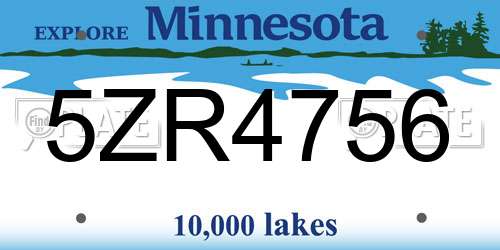 5ZR4756 Minnesota License Plate