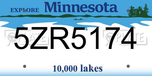 5ZR5174 Minnesota License Plate