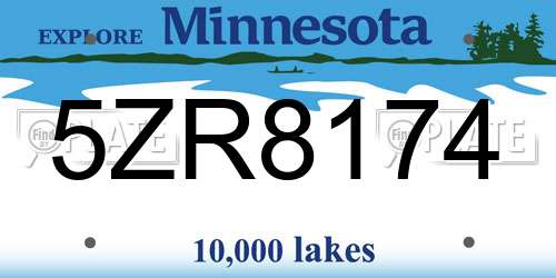 5ZR8174 Minnesota License Plate