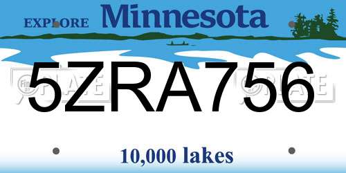 5ZRA756 Minnesota License Plate