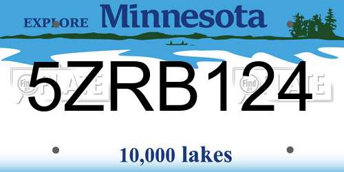 5ZRB124 Minnesota License Plate