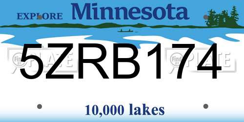 5ZRB174 Minnesota License Plate