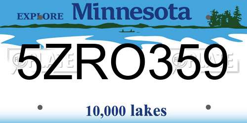 5ZRO359 Minnesota License Plate
