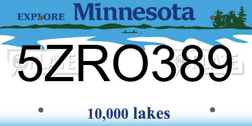 5ZRO389 Minnesota License Plate