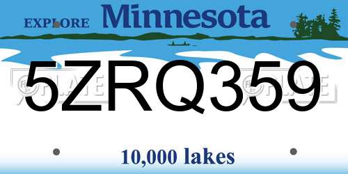 5ZRQ359 Minnesota License Plate