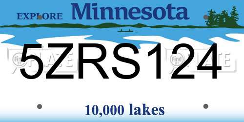 5ZRS124 Minnesota License Plate
