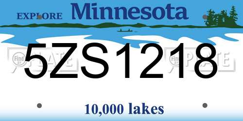 5ZS1218 Minnesota License Plate