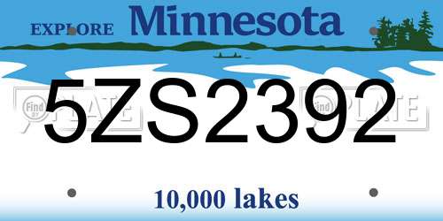 5ZS2392 Minnesota License Plate