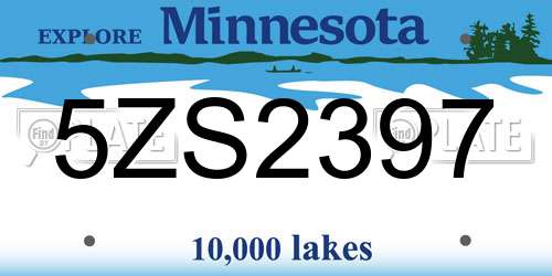 5ZS2397 Minnesota License Plate