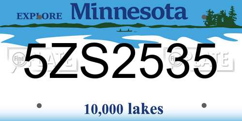 5ZS2535 Minnesota License Plate