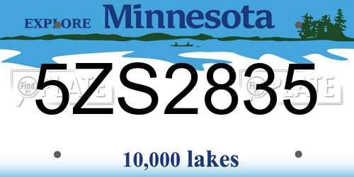 5ZS2835 Minnesota License Plate
