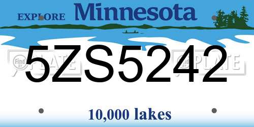 5ZS5242 Minnesota License Plate