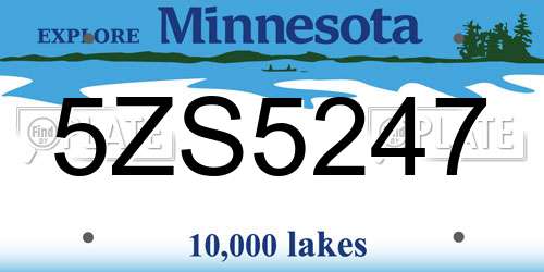 5ZS5247 Minnesota License Plate