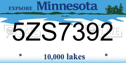 5ZS7392 Minnesota License Plate