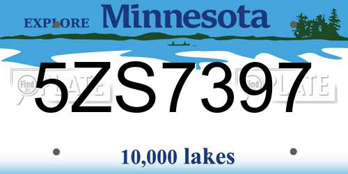 5ZS7397 Minnesota License Plate