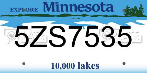 5ZS7535 Minnesota License Plate