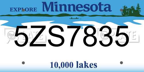 5ZS7835 Minnesota License Plate